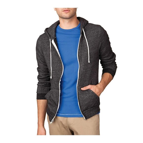 Hanes Brand Alternative Apparel Zip Hoodie Jacket Eco Black Mens Medium AGS1B77 - Picture 1 of 4